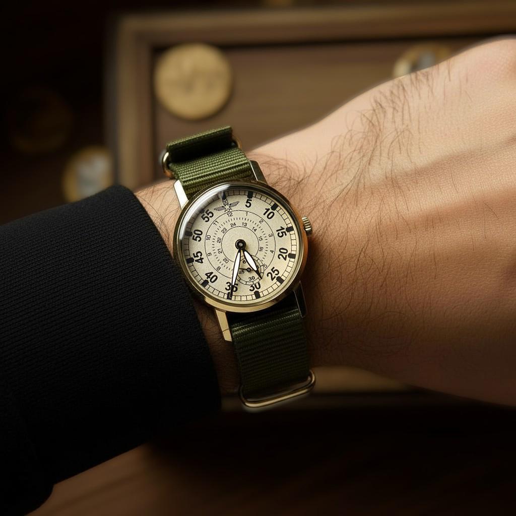 Aviation « Escadrille » — Cadran NOS 1980 · 34 mm